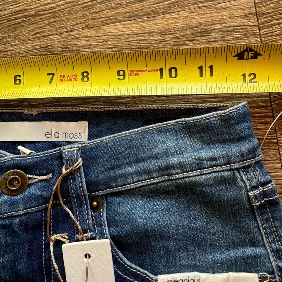 Ella Moss Juniors High Waist Straight Leg Ankle Blue Jean Size 25 Embroidered - Picture 3 of 10